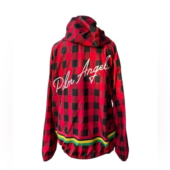 Palm Angels Buffalo Check Windbreaker Red Relaxed Athleisure Streetwear Mens XS - Picture 6 of 9